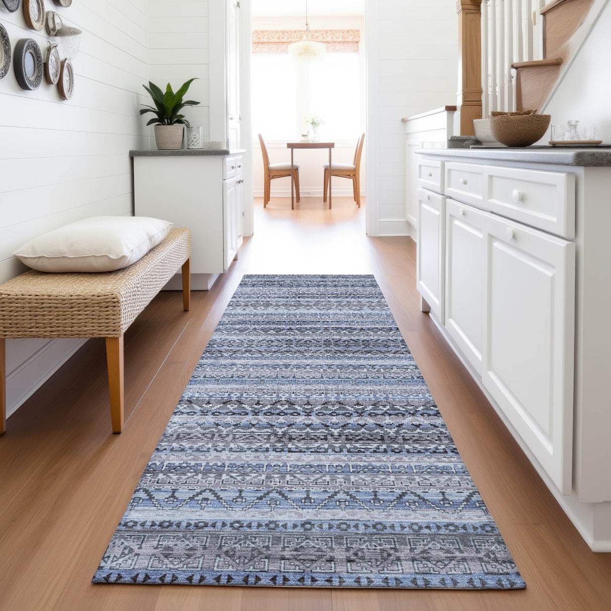 Addison Chantille ACN2101 Stripes Machine Made Transitional Blue Rug