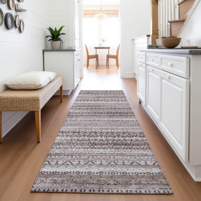 Addison Chantille ACN2101 Stripes Machine Made Transitional Brown Rug