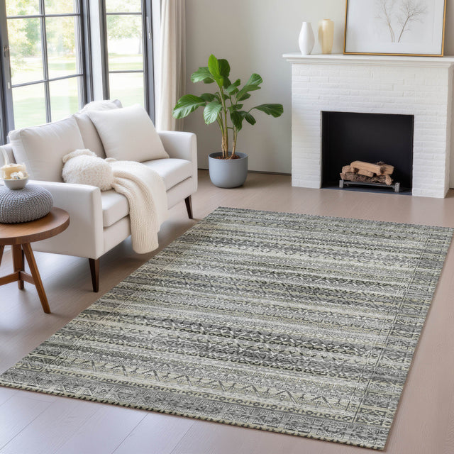 Addison Chantille ACN2101 Stripes Machine Made Transitional Pewter Rug