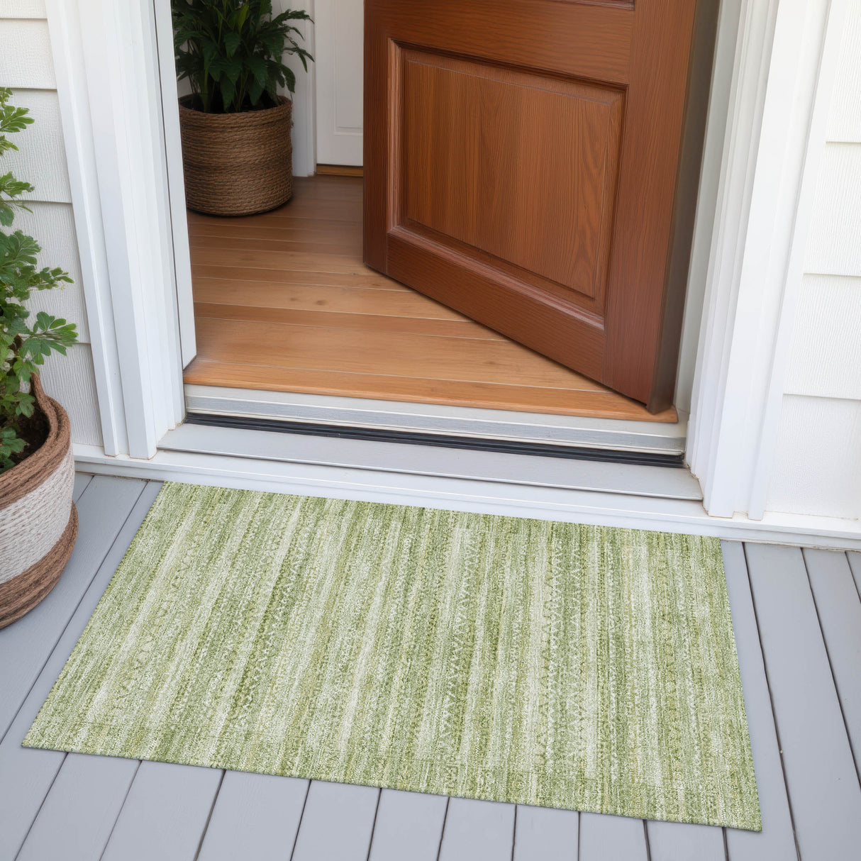 Addison Chantille ACN2101 Stripes Machine Made Transitional Sage Rug