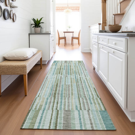 Addison Chantille ACN2102 Stripes Machine Made Transitional Aloe Rug