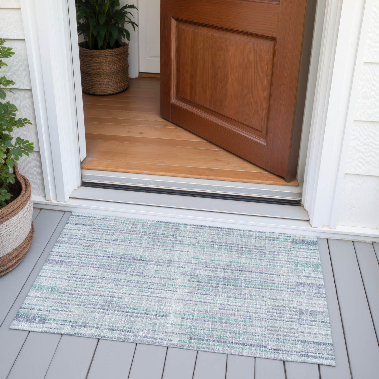 Addison Chantille ACN2102 Stripes Machine Made Transitional Mint Rug