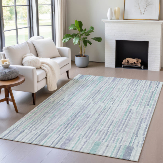 Addison Chantille ACN2102 Stripes Machine Made Transitional Mint Rug