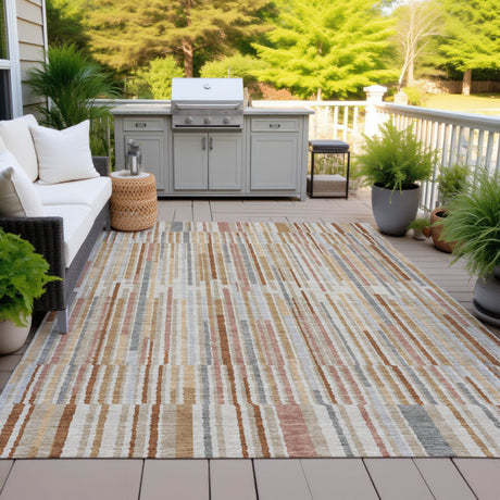 Addison Chantille ACN2102 Stripes Machine Made Transitional Paprika Rug