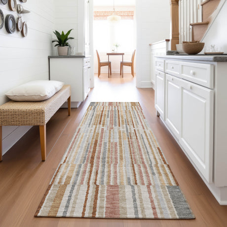 Addison Chantille ACN2102 Stripes Machine Made Transitional Paprika Rug