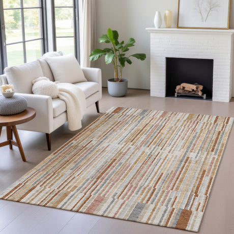 Addison Chantille ACN2102 Stripes Machine Made Transitional Paprika Rug