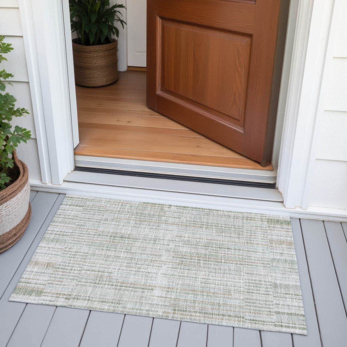 Addison Chantille ACN2102 Stripes Machine Made Transitional Sage Rug