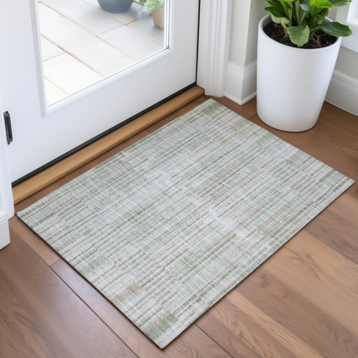 Addison Chantille ACN2102 Stripes Machine Made Transitional Sage Rug