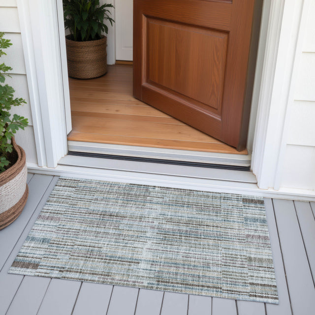 Addison Chantille ACN2102 Stripes Machine Made Transitional Teal Rug