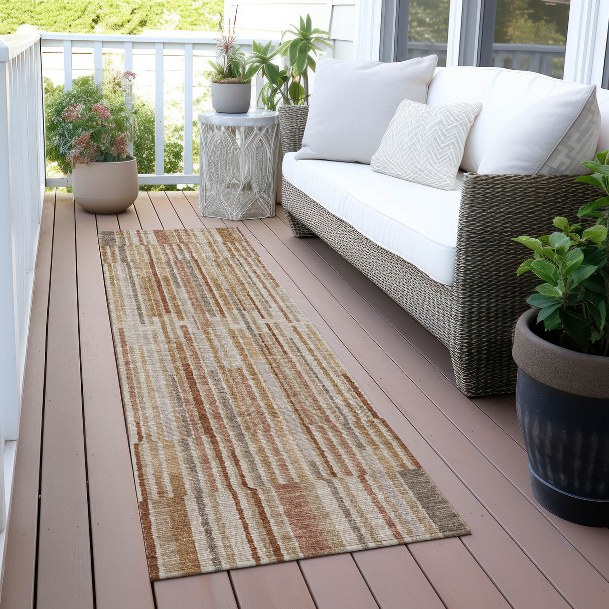 Addison Chantille ACN2102 Stripes Machine Made Transitional Terracotta Rug