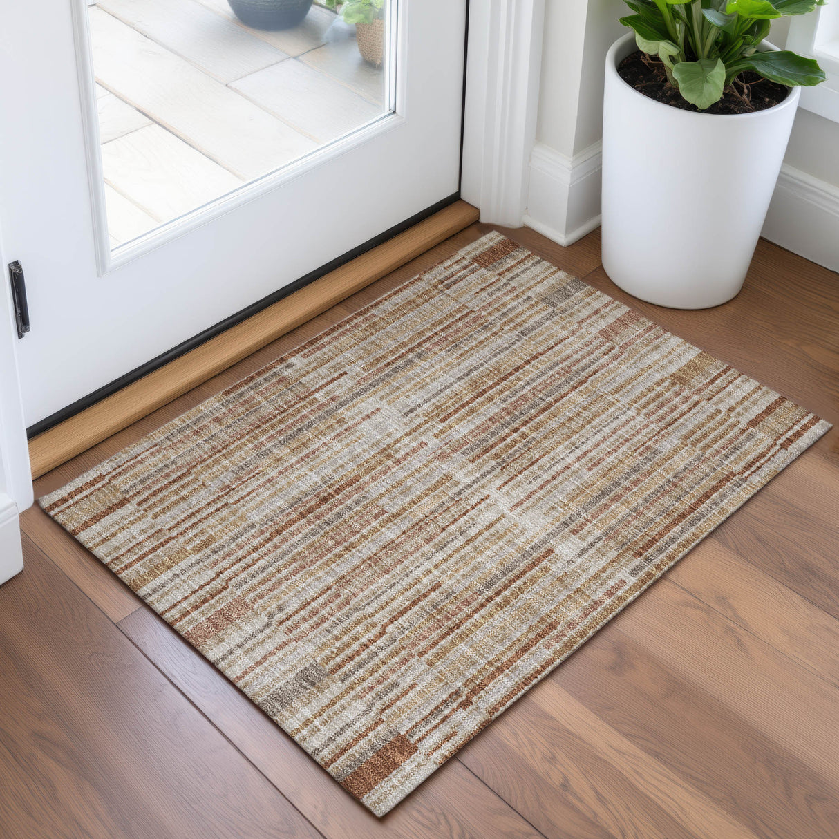 Addison Chantille ACN2102 Stripes Machine Made Transitional Terracotta Rug