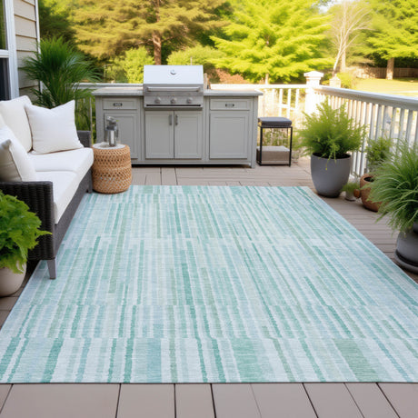 Addison Chantille ACN2102 Stripes Machine Made Transitional Turquoise Rug