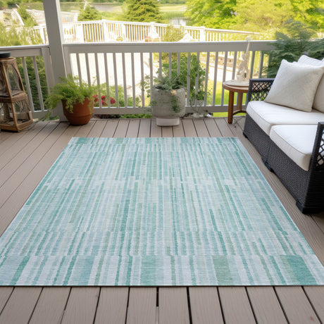 Addison Chantille ACN2102 Stripes Machine Made Transitional Turquoise Rug
