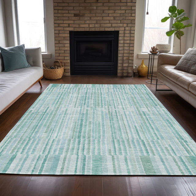 Addison Chantille ACN2102 Stripes Machine Made Transitional Turquoise Rug