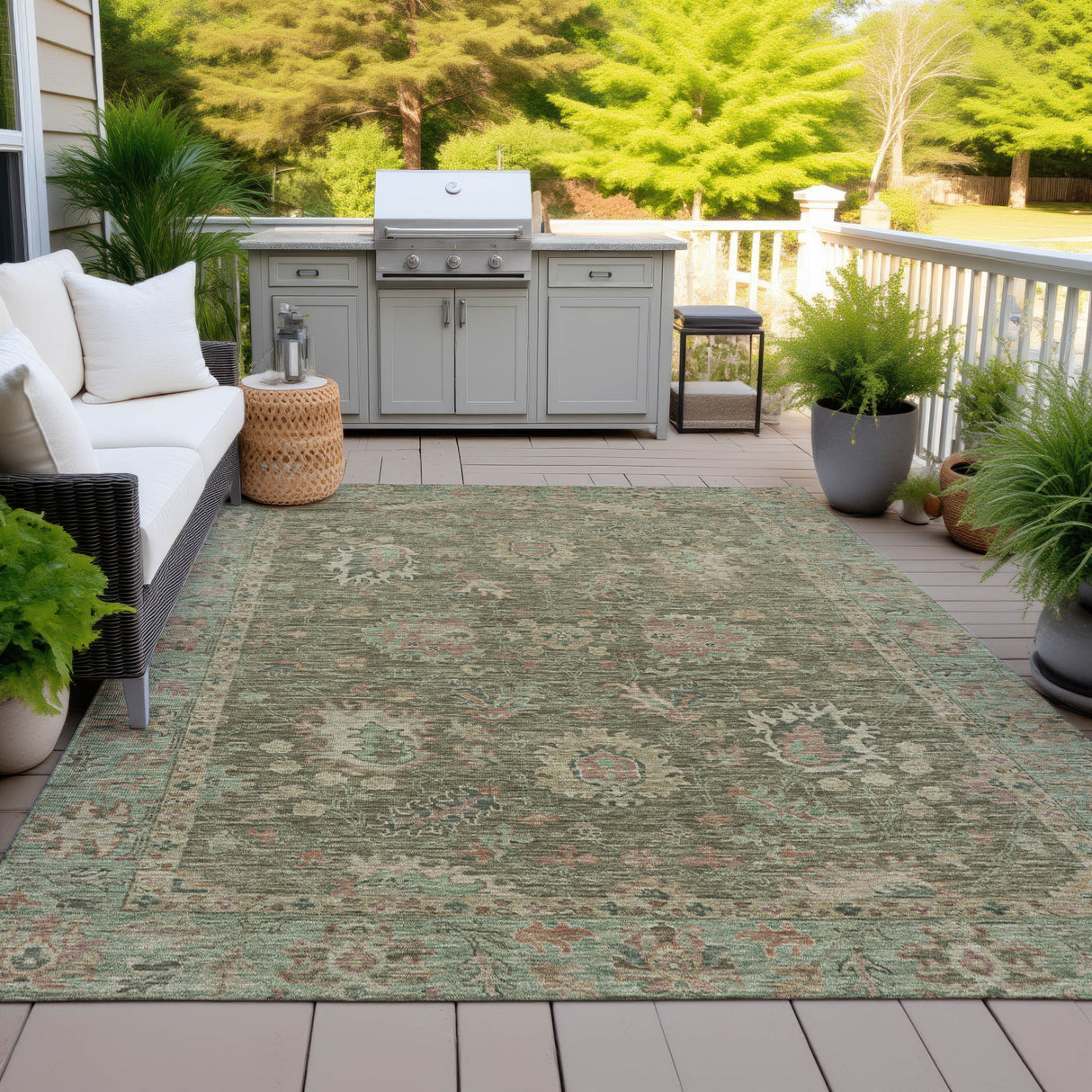 Addison Chantille ACN2104 Global Machine Made Traditional Olive Rug
