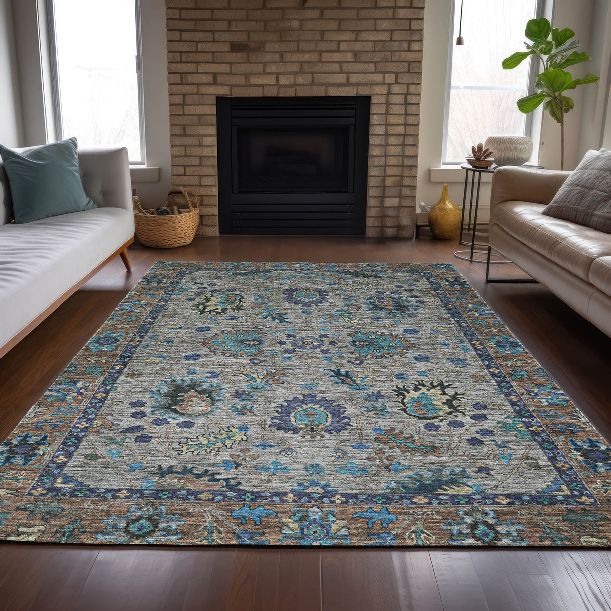 Addison Chantille ACN2104 Global Machine Made Traditional Pewter Rug