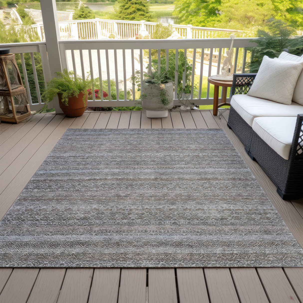 Addison Chantille ACN2105 Stripes Machine Made Transitional Brown Rug