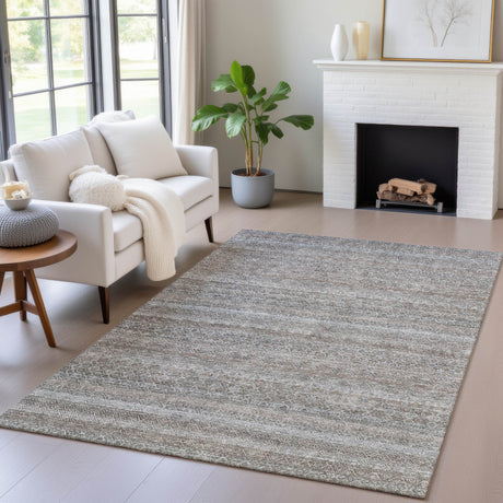 Addison Chantille ACN2105 Stripes Machine Made Transitional Brown Rug