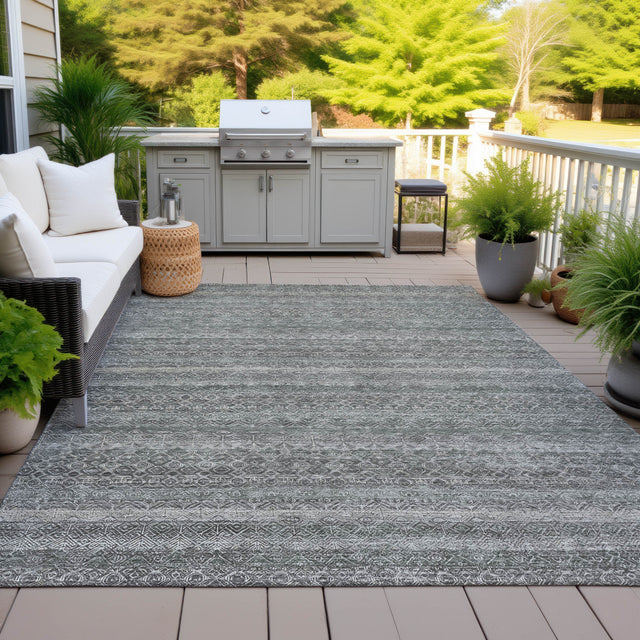 Addison Chantille ACN2105 Stripes Machine Made Transitional Pewter Rug