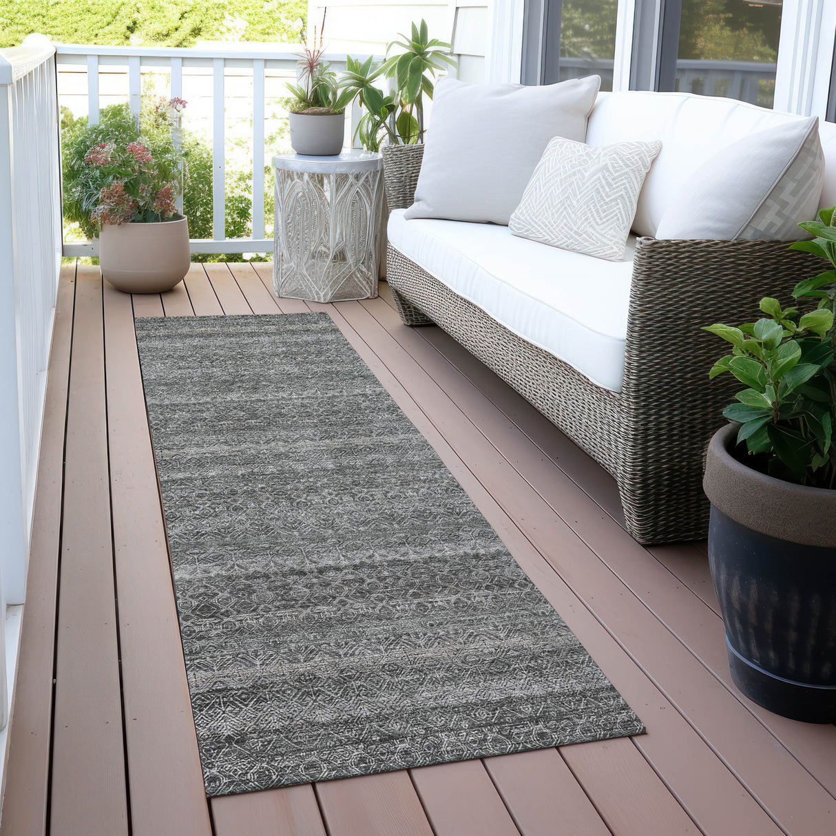 Addison Chantille ACN2105 Stripes Machine Made Transitional Pewter Rug