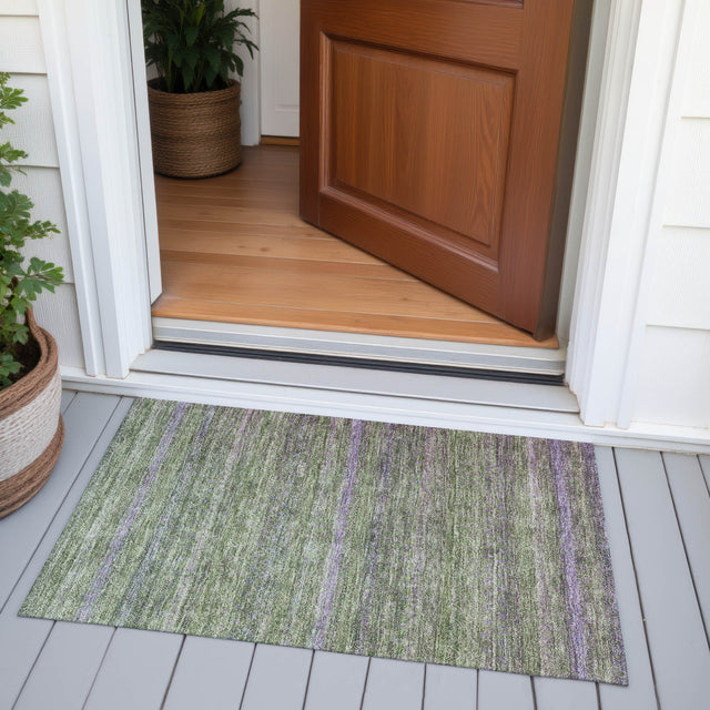 Addison Chantille ACN2106 Stripes Machine Made Transitional Olive Rug