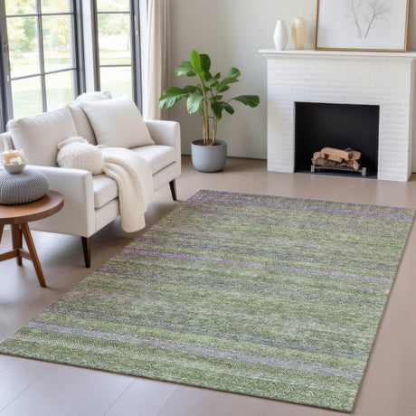 Addison Chantille ACN2106 Stripes Machine Made Transitional Olive Rug