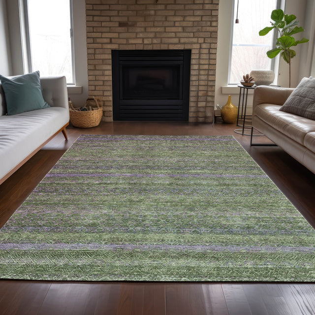 Addison Chantille ACN2106 Stripes Machine Made Transitional Olive Rug