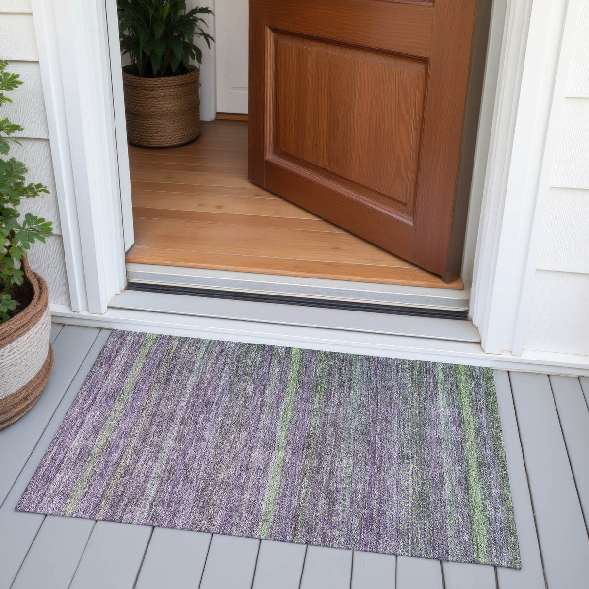 Addison Chantille ACN2106 Stripes Machine Made Transitional Purple Rug