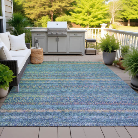 Addison Chantille ACN2106 Stripes Machine Made Transitional Teal Rug
