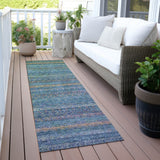 Addison Chantille ACN2106 Stripes Machine Made Transitional Teal Rug