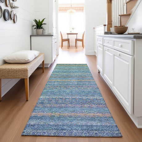 Addison Chantille ACN2106 Stripes Machine Made Transitional Teal Rug