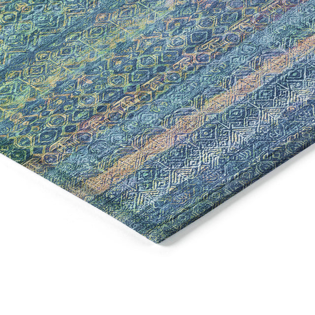 Addison Chantille ACN2106 Stripes Machine Made Transitional Teal Rug