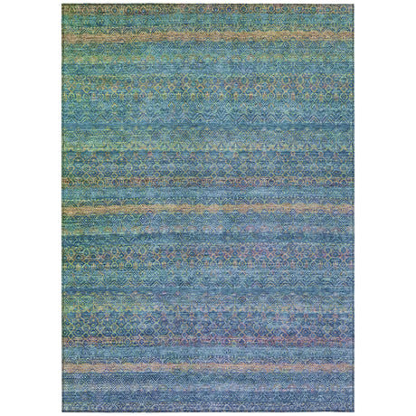 Addison Chantille ACN2106 Stripes Machine Made Transitional Teal Rug