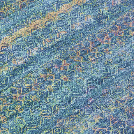 Addison Chantille ACN2106 Stripes Machine Made Transitional Teal Rug