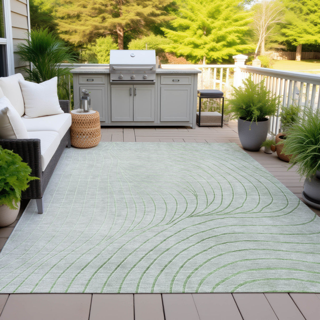 Addison Chantille ACN2107 Swirls Machine Made Transitional Aloe Rug