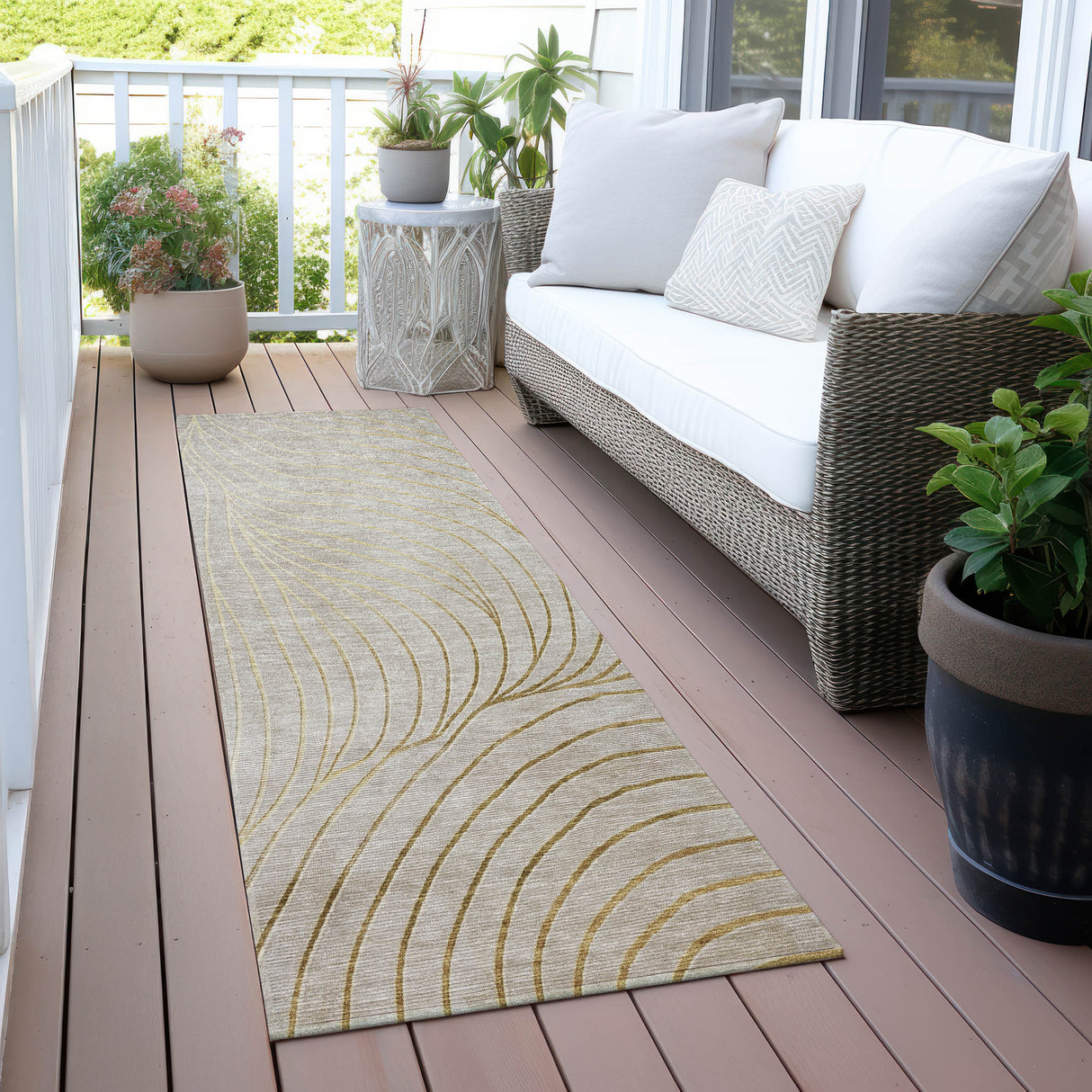 Addison Chantille ACN2107 Swirls Machine Made Transitional Beige Rug