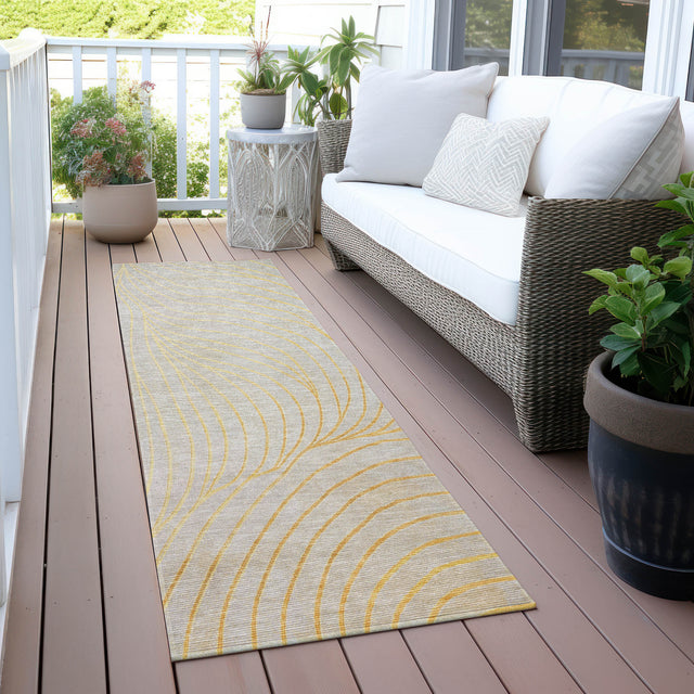 Addison Chantille ACN2107 Swirls Machine Made Transitional Gold Rug