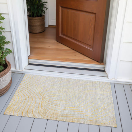 Addison Chantille ACN2107 Swirls Machine Made Transitional Gold Rug