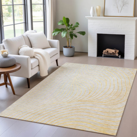 Addison Chantille ACN2107 Swirls Machine Made Transitional Gold Rug