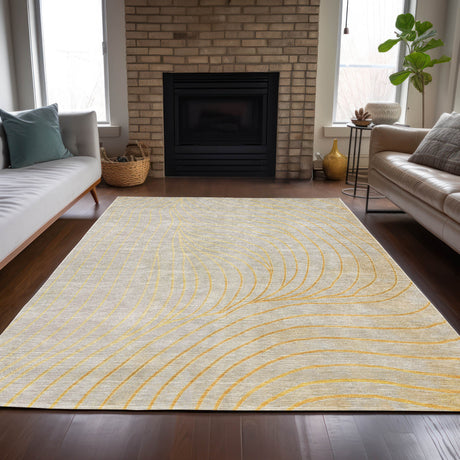 Addison Chantille ACN2107 Swirls Machine Made Transitional Gold Rug