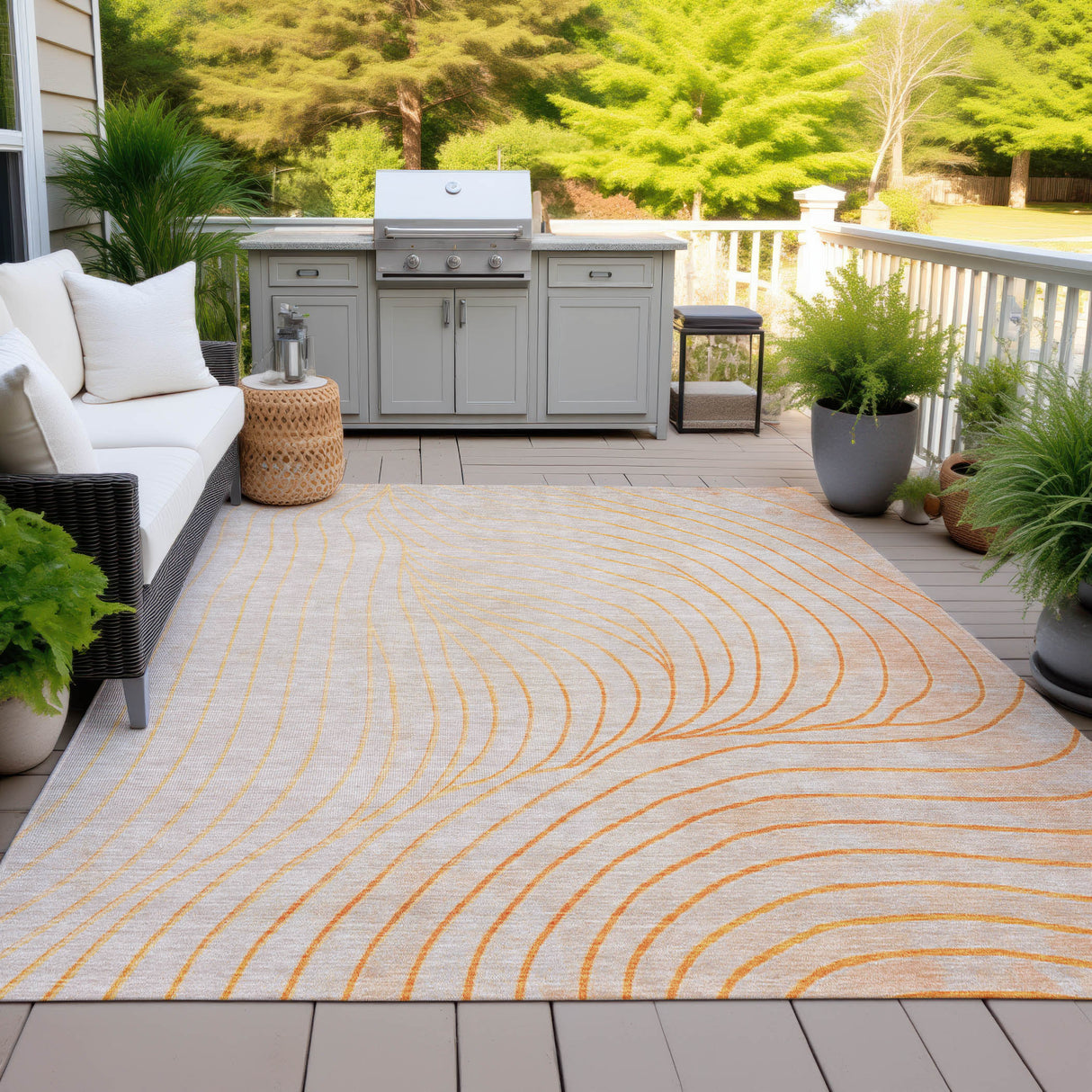 Addison Chantille ACN2107 Swirls Machine Made Transitional Orange Rug