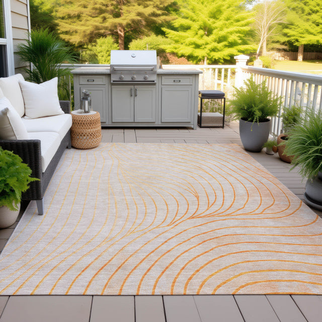 Addison Chantille ACN2107 Swirls Machine Made Transitional Orange Rug
