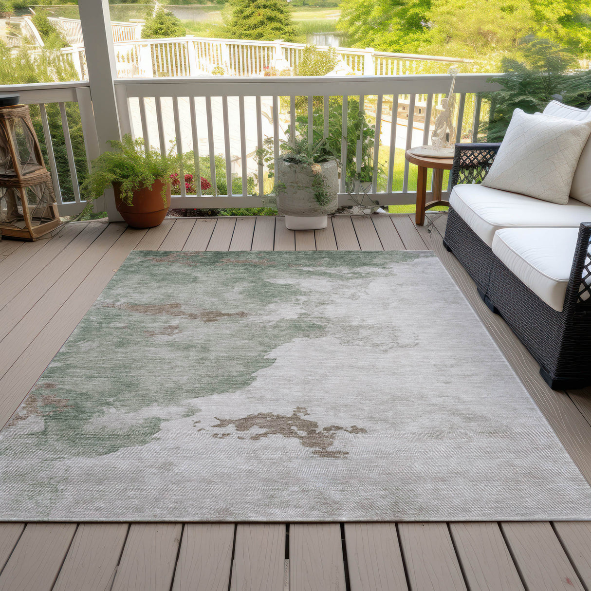 Addison Chantille ACN2108 Abstract Machine Made Transitional Aloe Rug