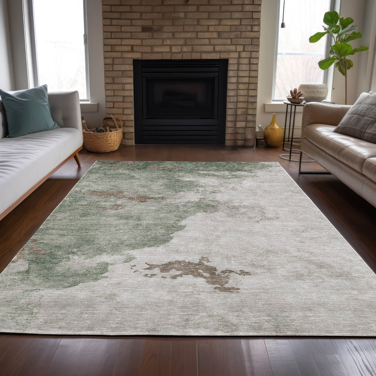 Addison Chantille ACN2108 Abstract Machine Made Transitional Aloe Rug