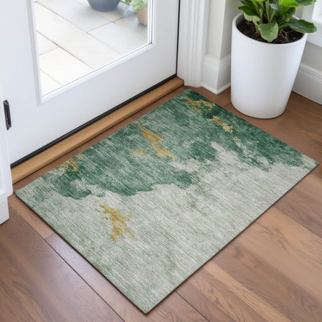 Addison Chantille ACN2108 Abstract Machine Made Transitional Emerald Rug