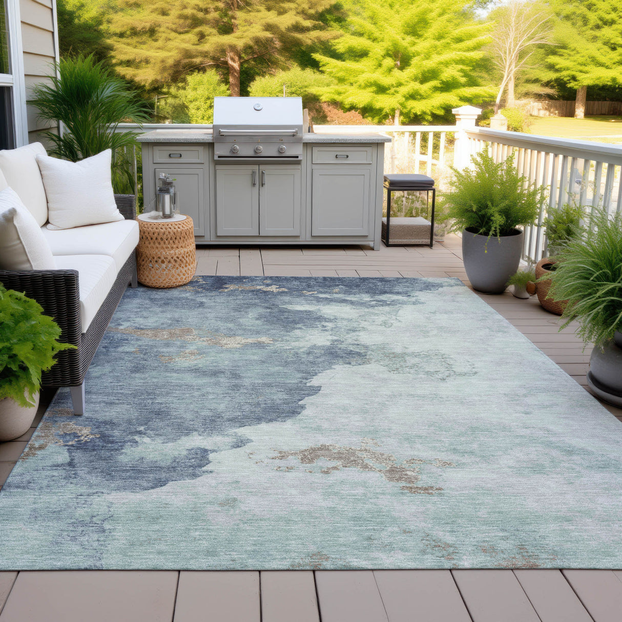 Addison Chantille ACN2108 Abstract Machine Made Transitional Seafoam Rug