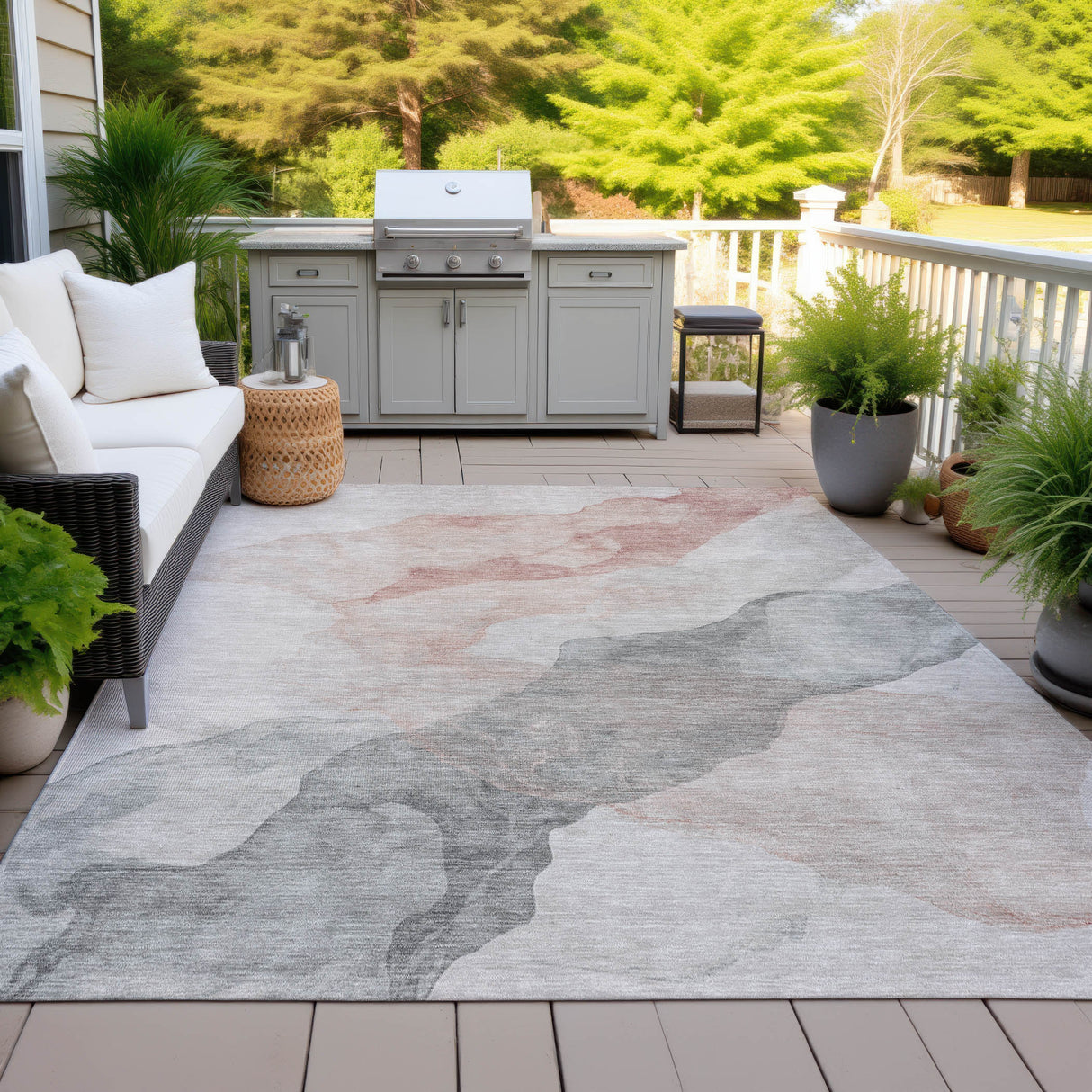 Addison Chantille ACN2109 Abstract Machine Made Transitional Salmon Rug