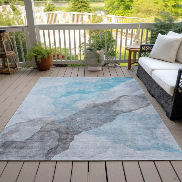 Addison Chantille ACN2109 Abstract Machine Made Transitional Teal Rug