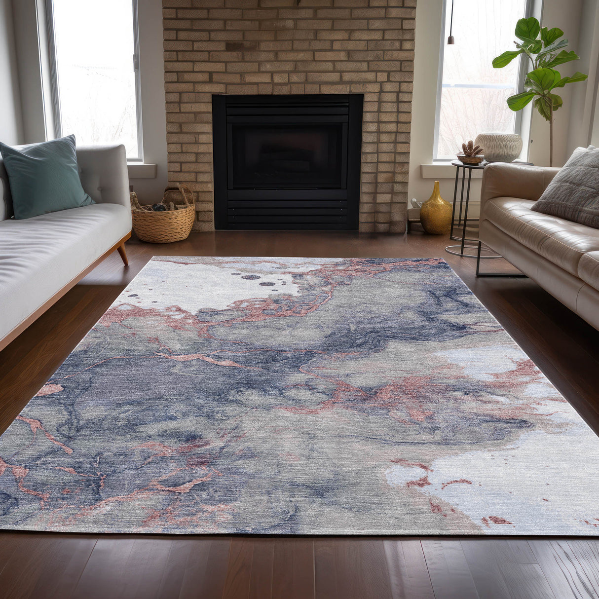 Addison Chantille ACN2110 Abstract Machine Made Transitional Blush Rug