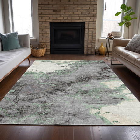Addison Chantille ACN2110 Abstract Machine Made Transitional Green Rug